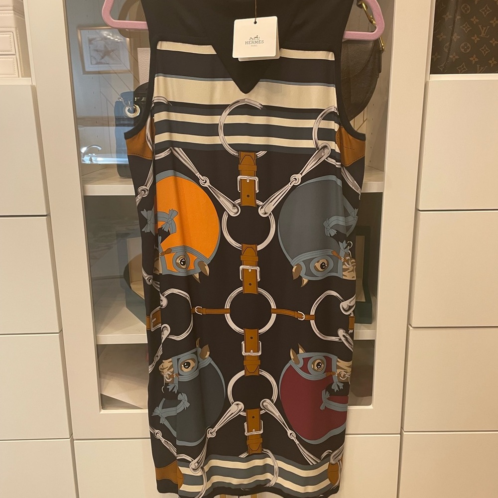 Hermès Robe mix twilly dress size 34